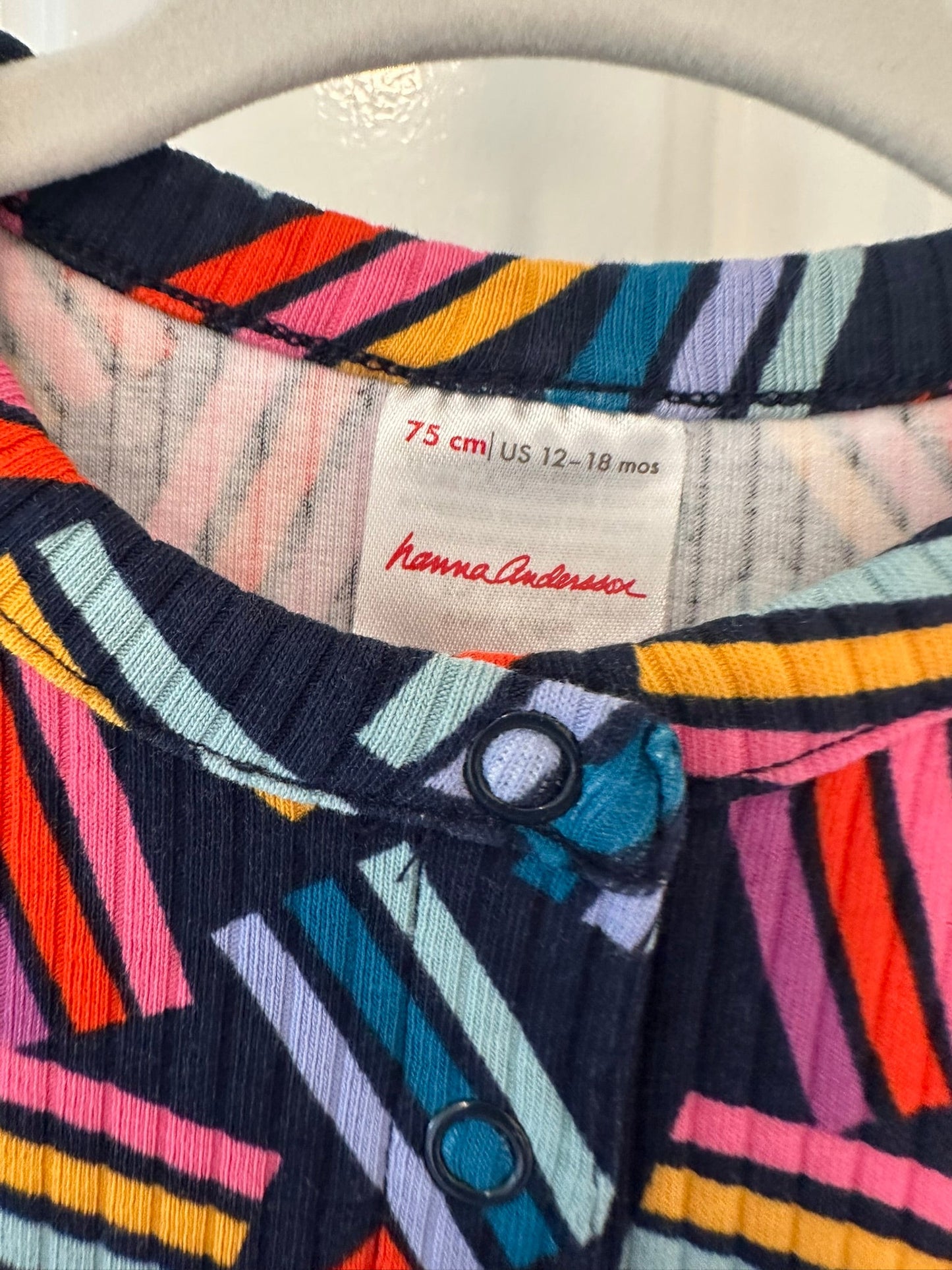 #85 REDUCED Hanna Andersson Striped Geo Dress, Infant Girls 75cm = 12-18m