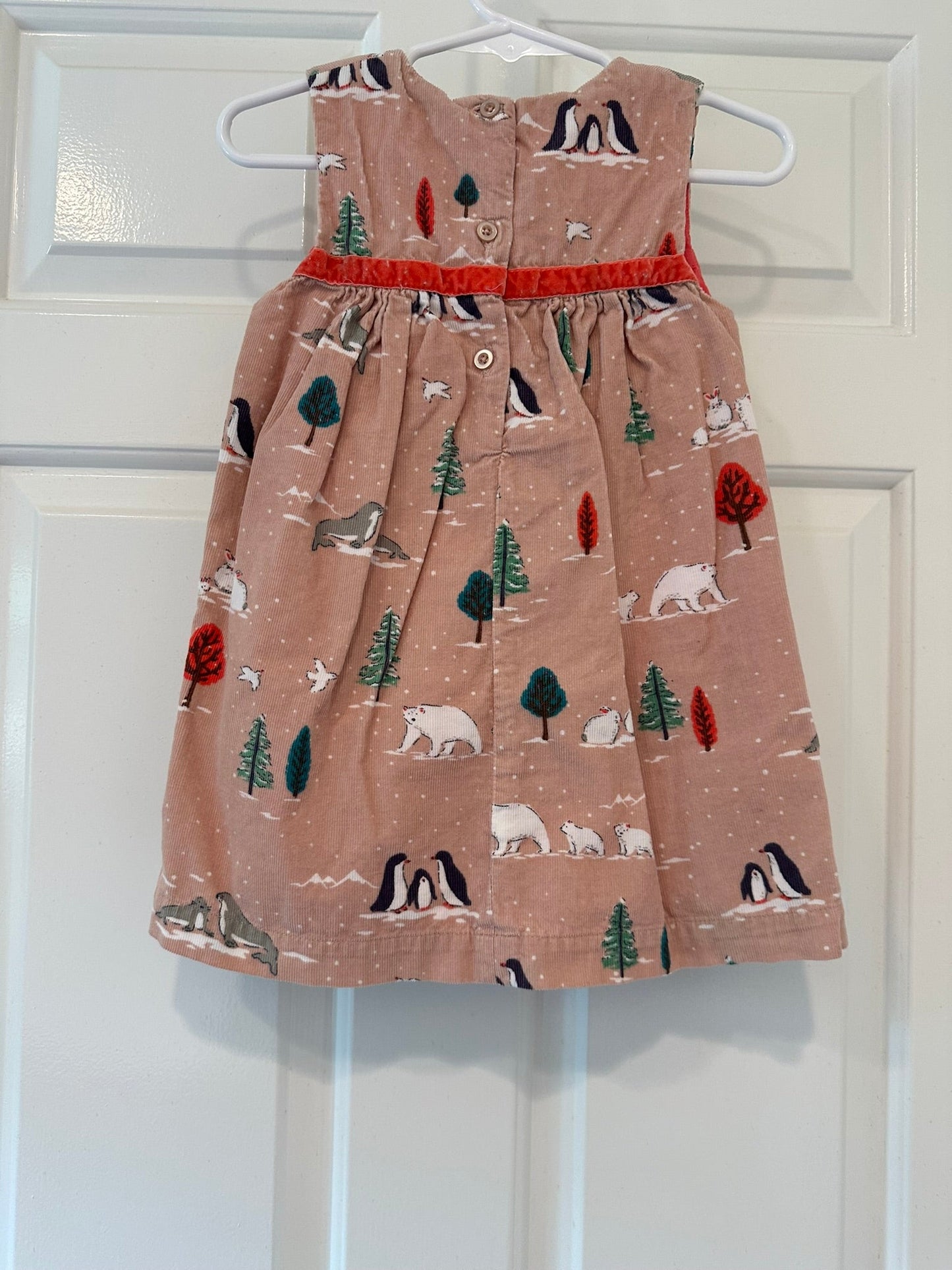 #85 REDUCED Baby Boden Pink Winter Wonderland Corduroy Dress, Infant Girls 12-18m