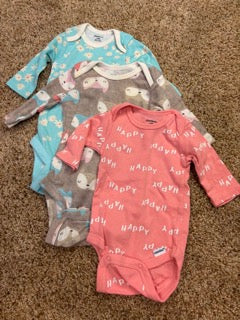 #47 girls 0-3mo Gerber onesies
