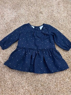 #47 girls 3mo koala baby, navy and gold dress
