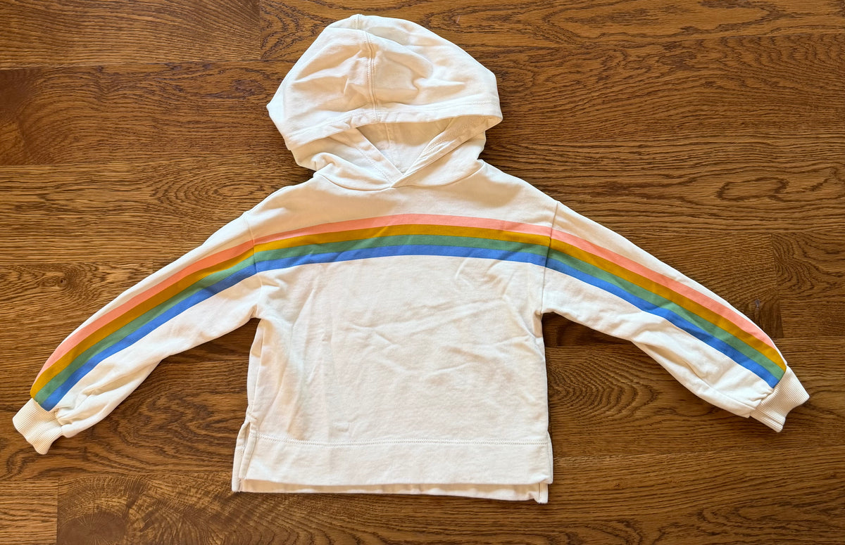53 - Girls 5 Hanna Andersson Rainbow / Cream Hoodie, EUC