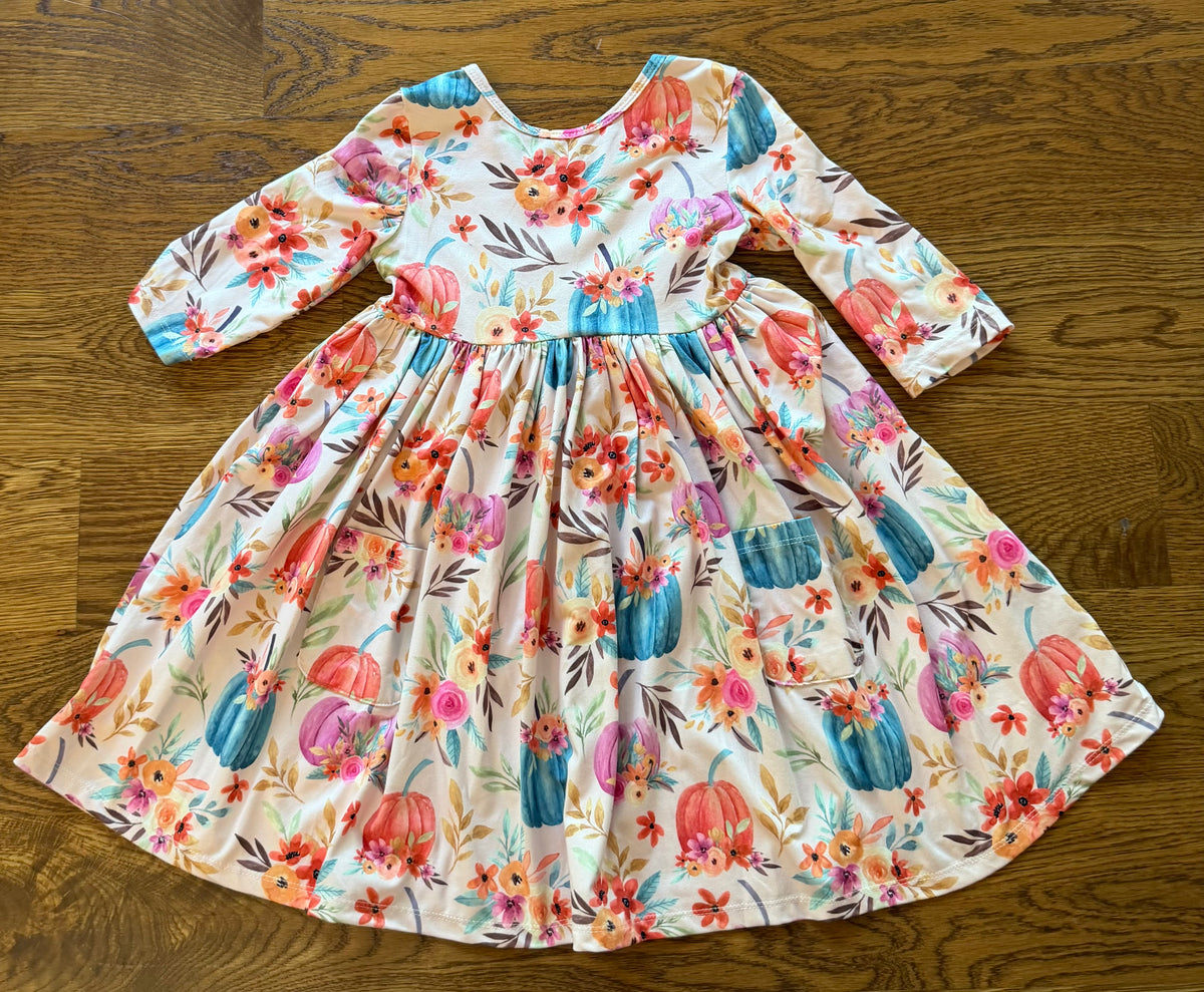 53 - Girls 5/6 Mila & Rose Pumpkin Twirl Dress with Pockets
