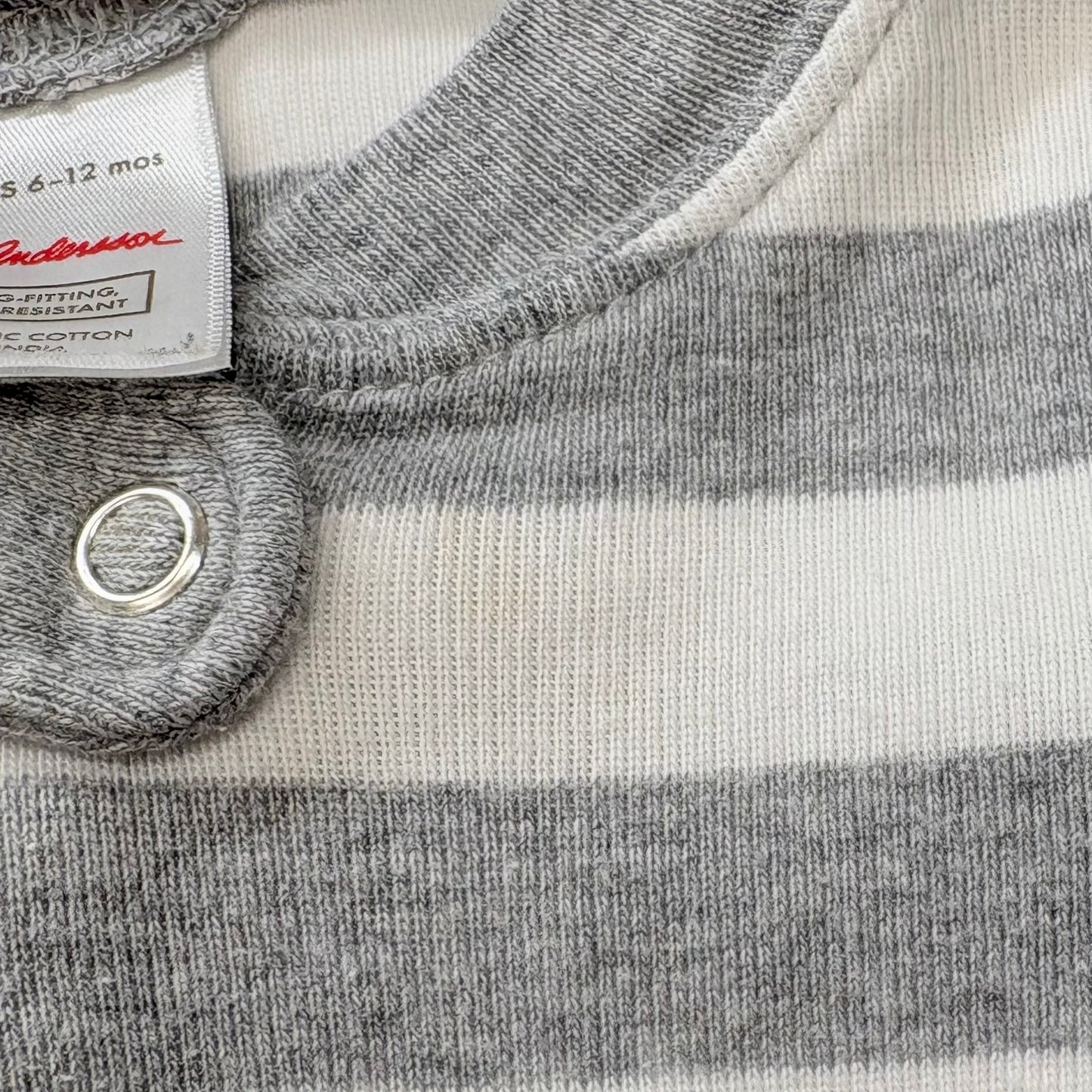 Seller 189 6-12m (70cm) Hanna Andersson Zip Sleeper - Gray/White Stripes GUC