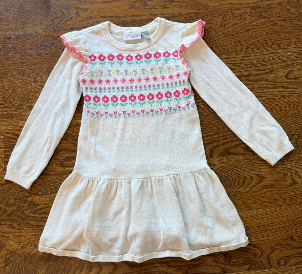 53 - Girls 5T The Children’s Place Long Sleeve Flower Sweater Dress