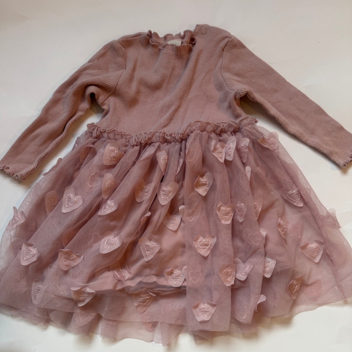 #170 H&M pink heart dress girls 9 months