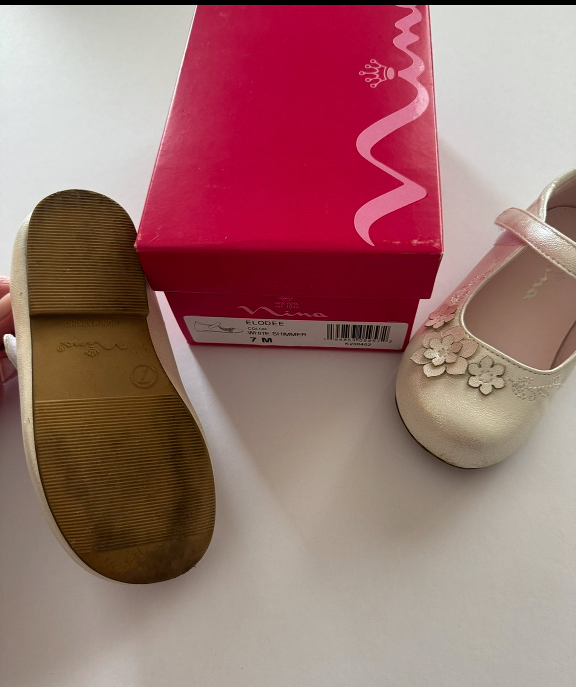 REDUCED # 92 girls size 7 Nina dress white shoes worn once