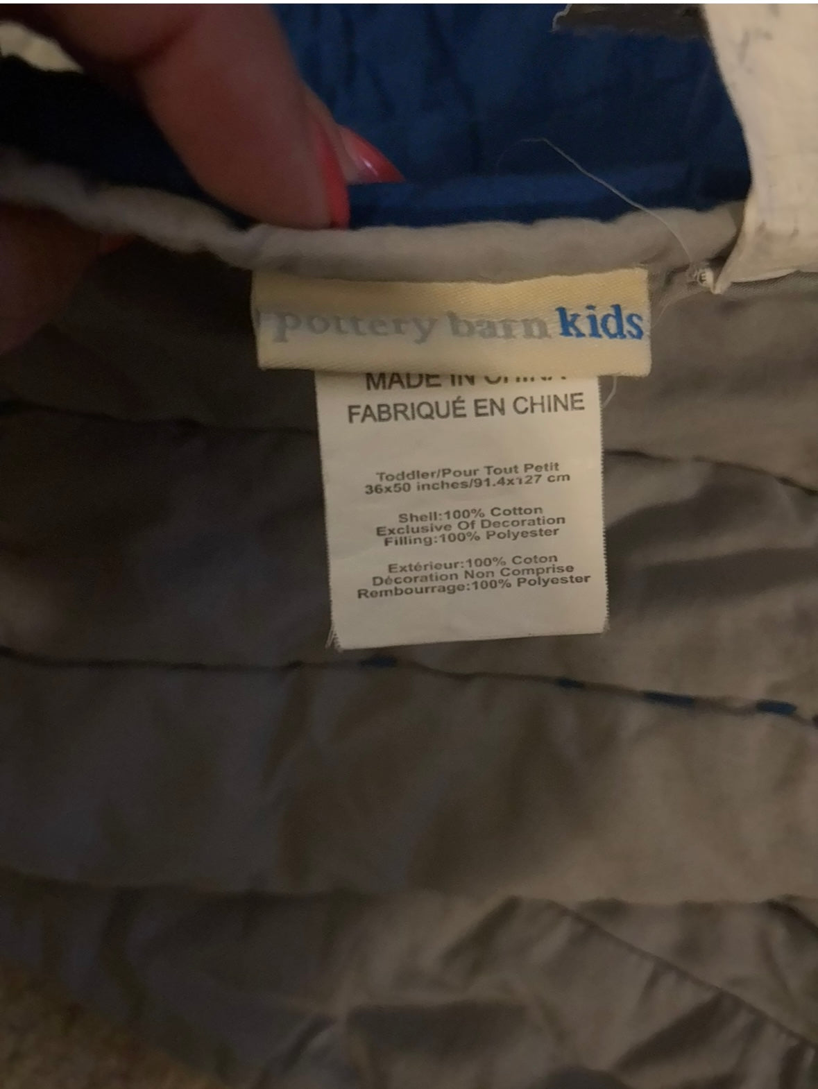 #156 reduced! Pottery Barn PB Kids Branson Toddler Quilt, Nautical Blue
