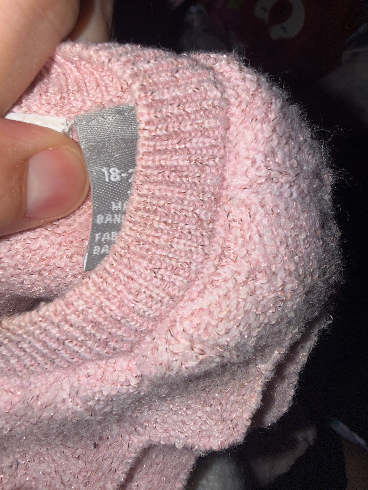 #170 Children’s Place light pink ruffle neck sparkle sweater dress girls 18-24 months