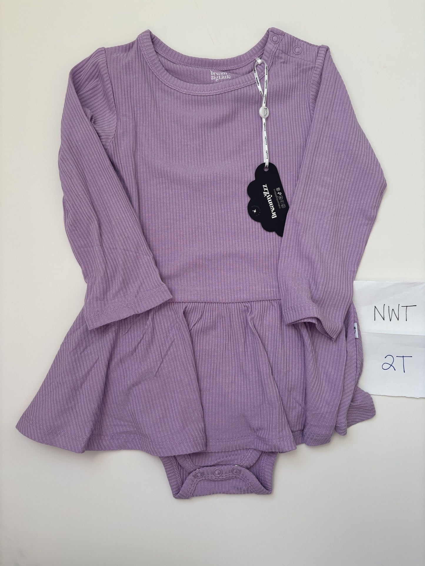 #138 - 2T - NWT Dream Big Little Co - Purple LS Bodysuit Twirl - PU 45236