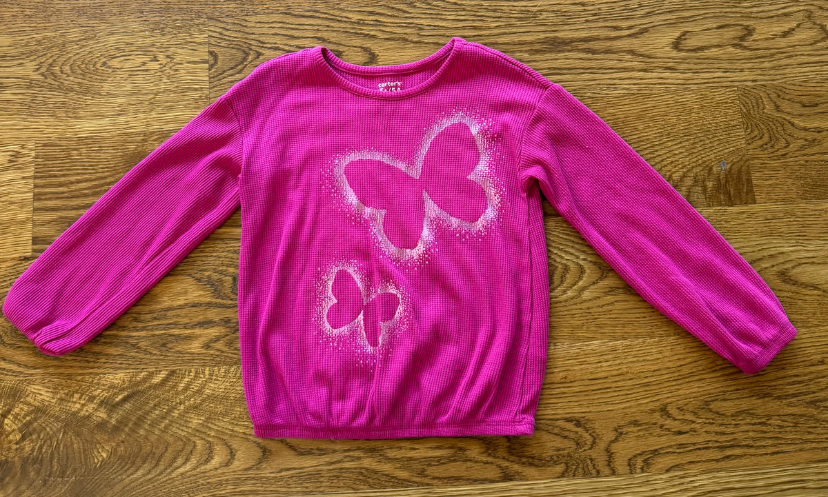 53 - Girls 5 Carter’s Pink Thermal Butterfly Long Sleeve Shirt