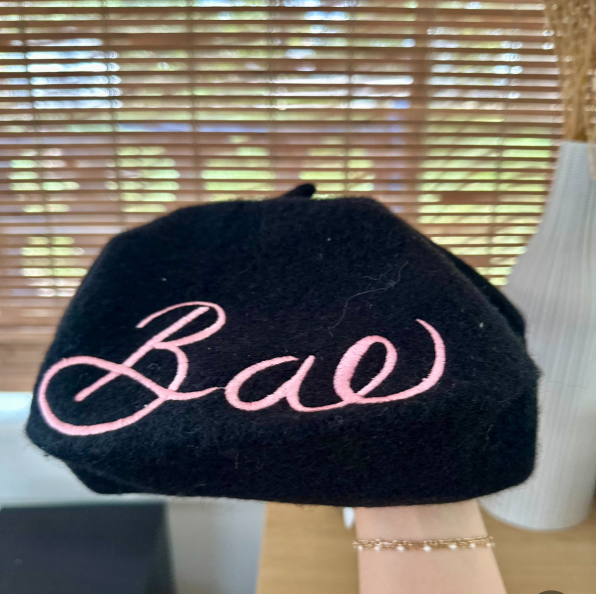 #198- Girls “Bae” Beret Hat- One size (not for babies/toddler)