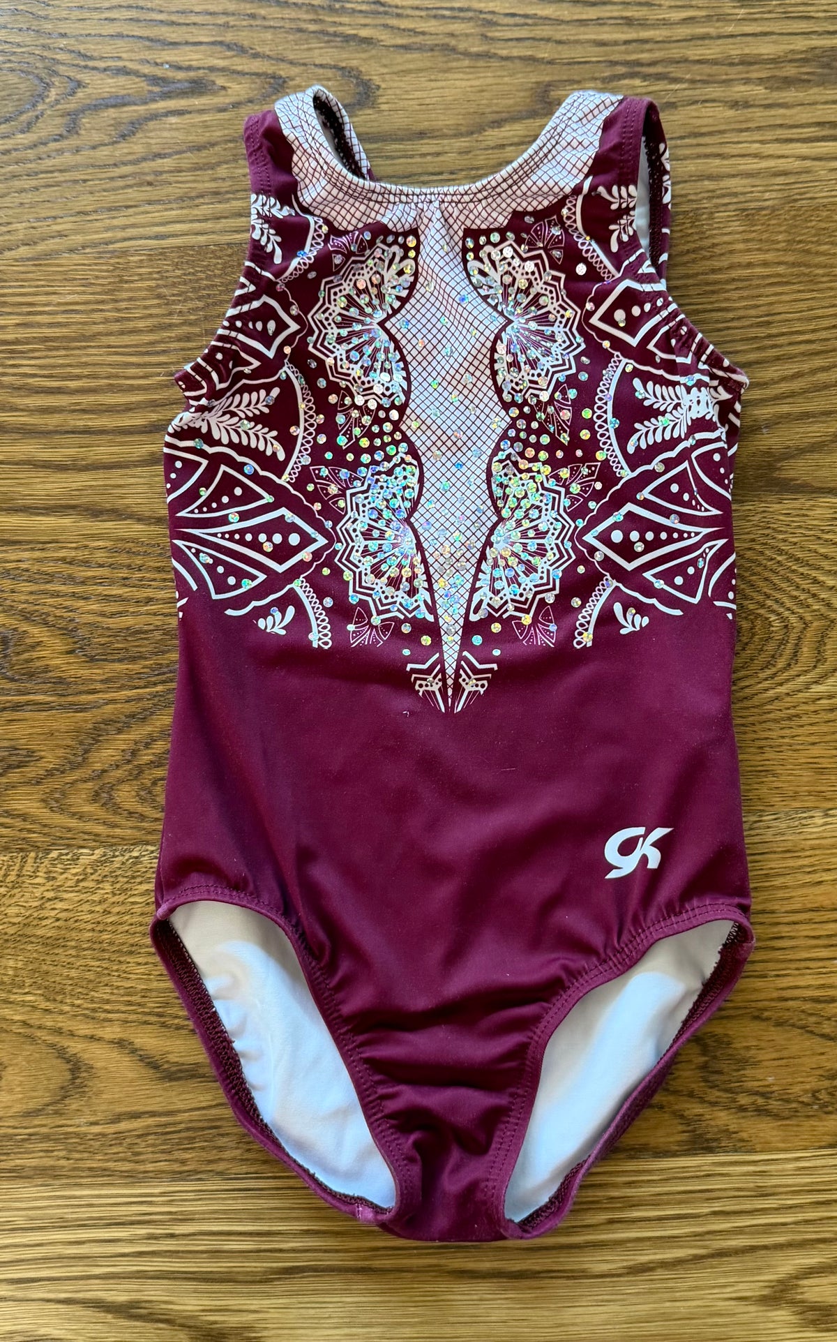 53 - Girls Small Maroon Sparkle Gymnastics Leotard