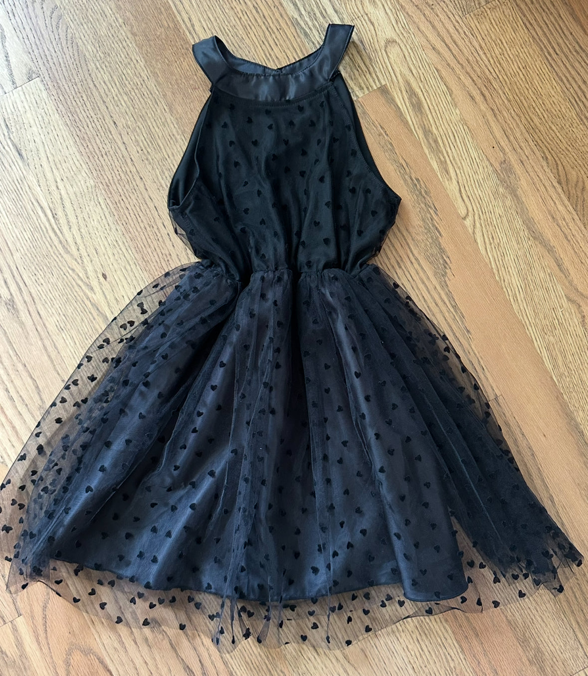 #198- Girls, SHEIN, High Neck Black Tulle Dress- Size 5