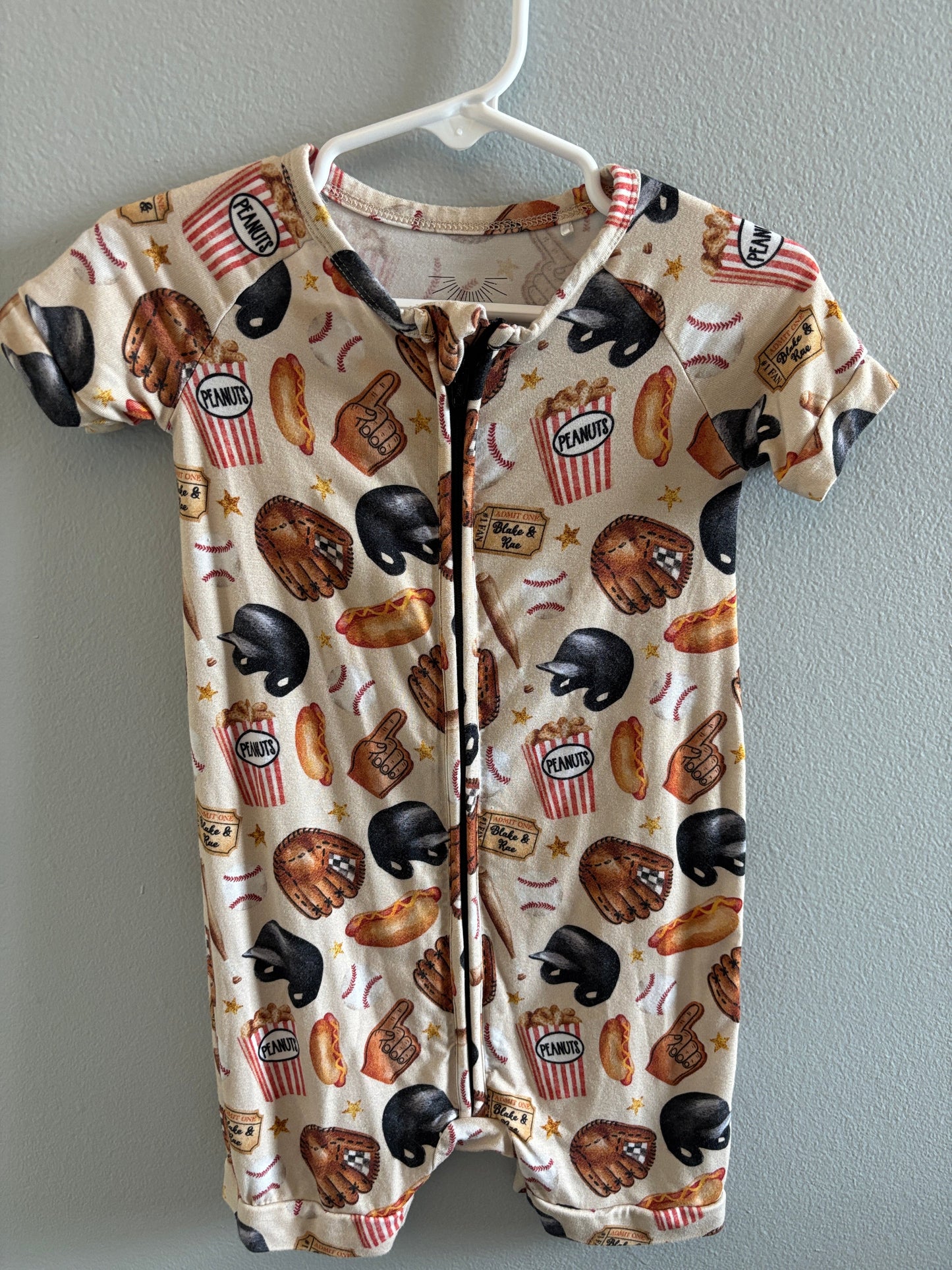 #148 Blake & Rae 18-24m Bamboo Shortie Romper- Baseball