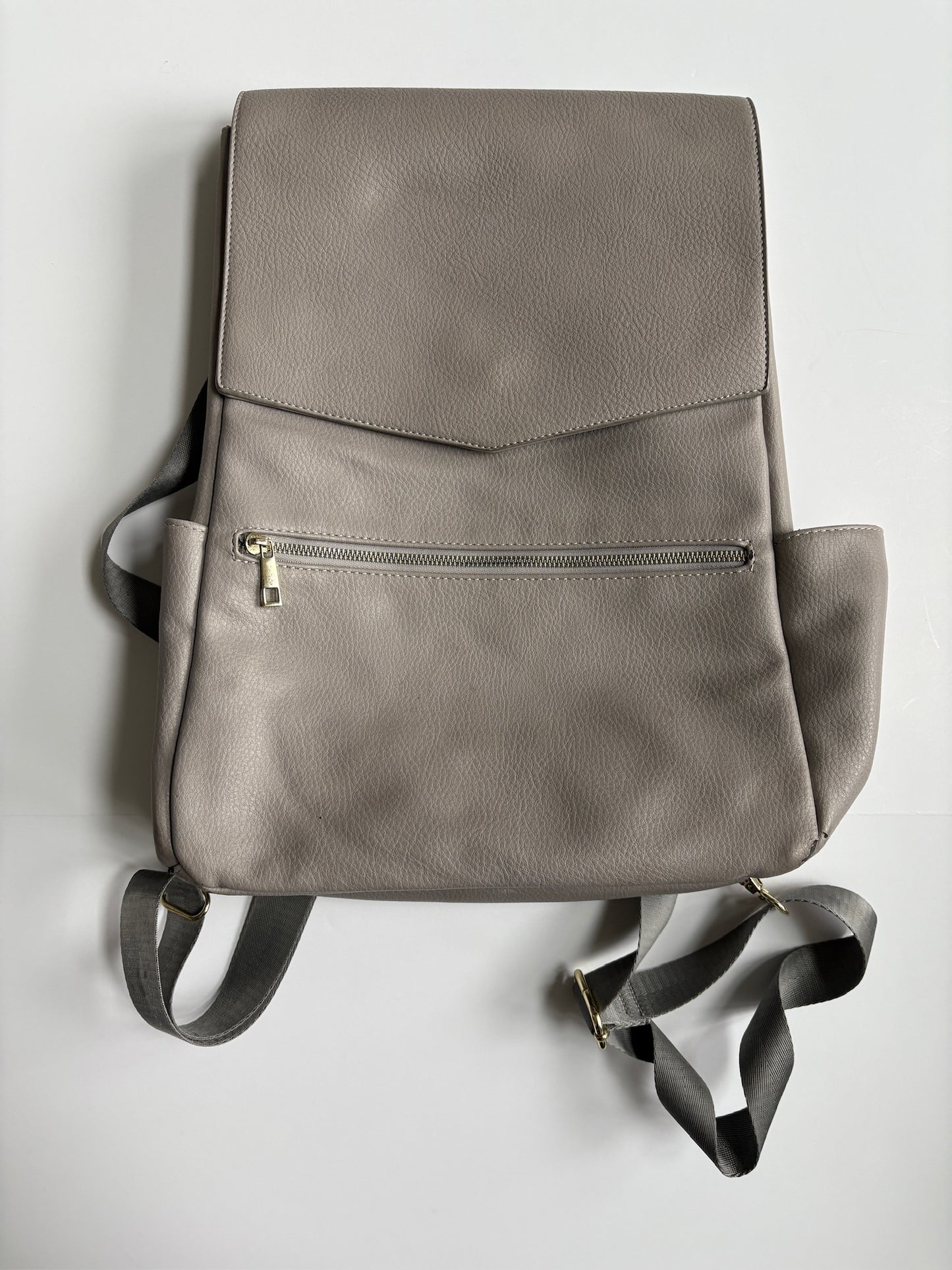 Seller #105 - Halova Gray Faux Leather Diaper Bag - GUC (see photos please)