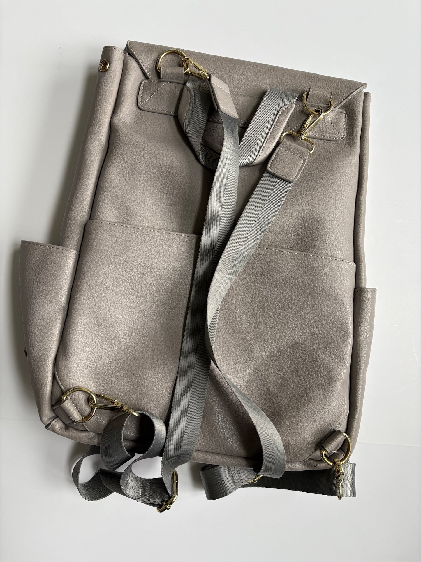 Seller #105 - Halova Gray Faux Leather Diaper Bag - GUC (see photos please)