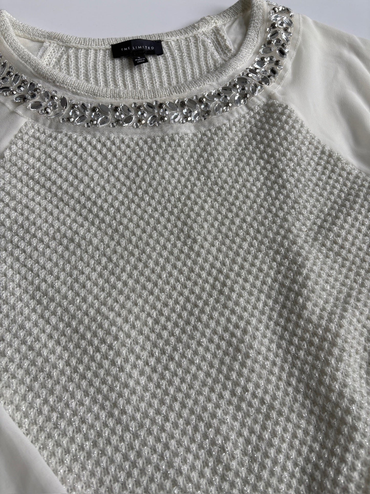 Seller #105 - Small Women's The Limited White Sparkle Sweater VGUC