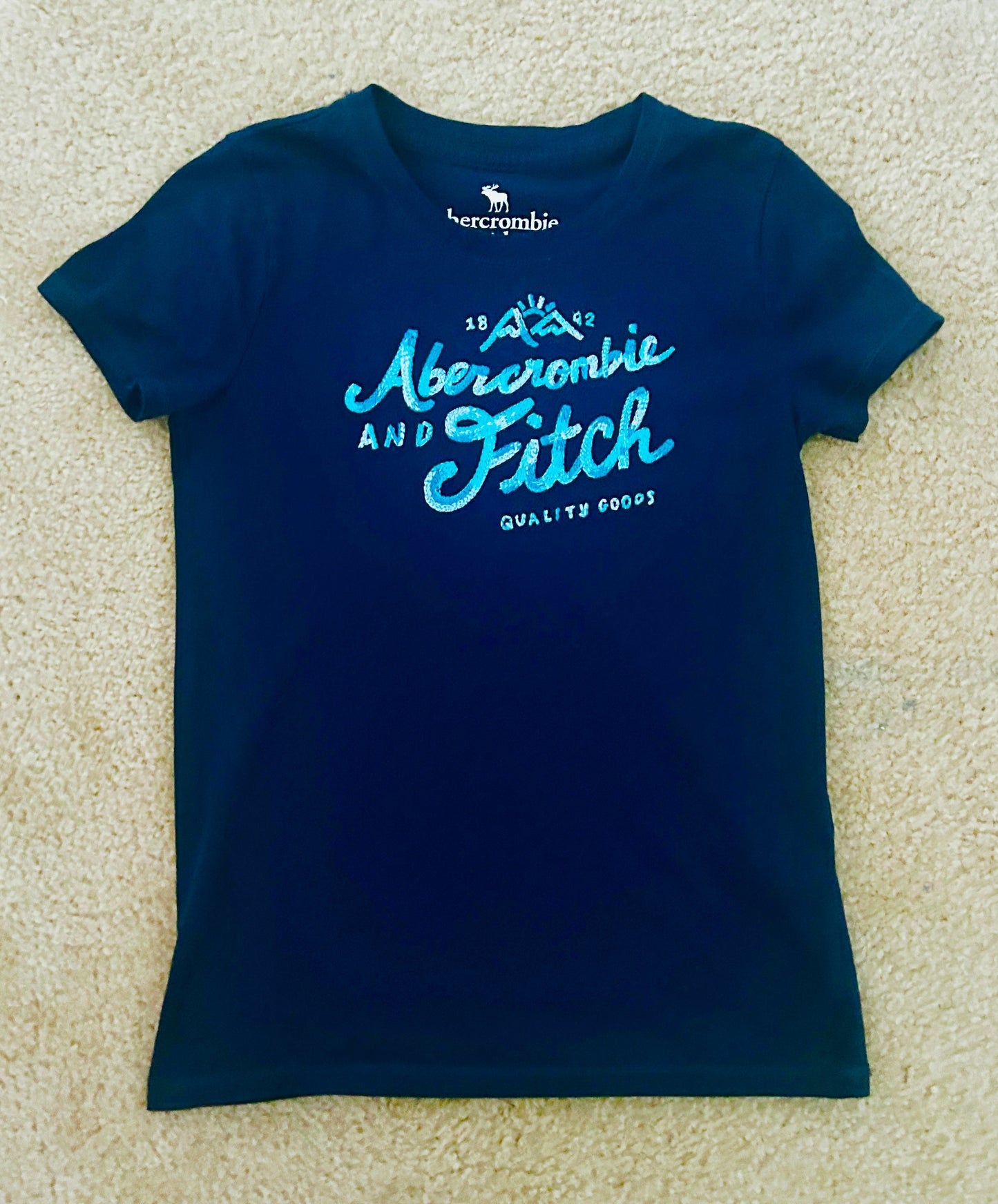 #15 Abercrombie 9/10 Navy Embroidered T-Shirt EUC