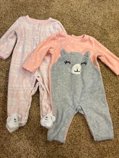 #47 girls 3mo carters fleece sleepers