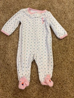 #47 girls 3mo carters pajamas, flamingos