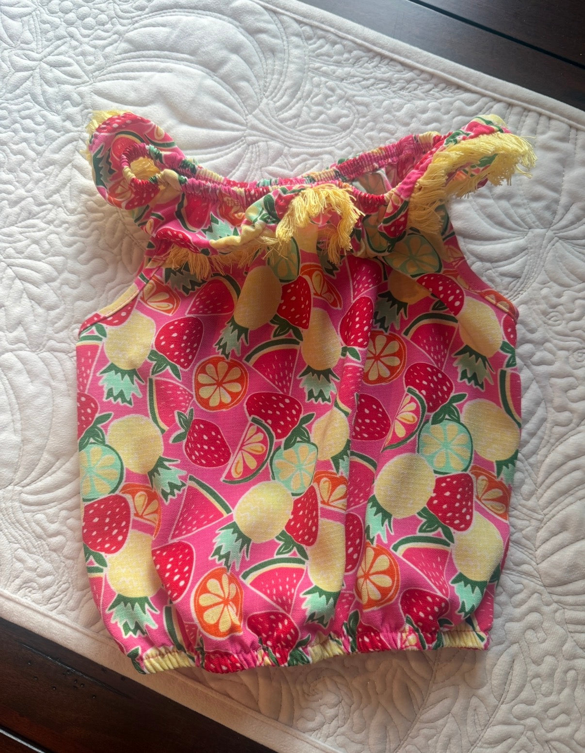 #51 3T Wonder Nation Bright Fruit Top Elastic Waist and Fringe