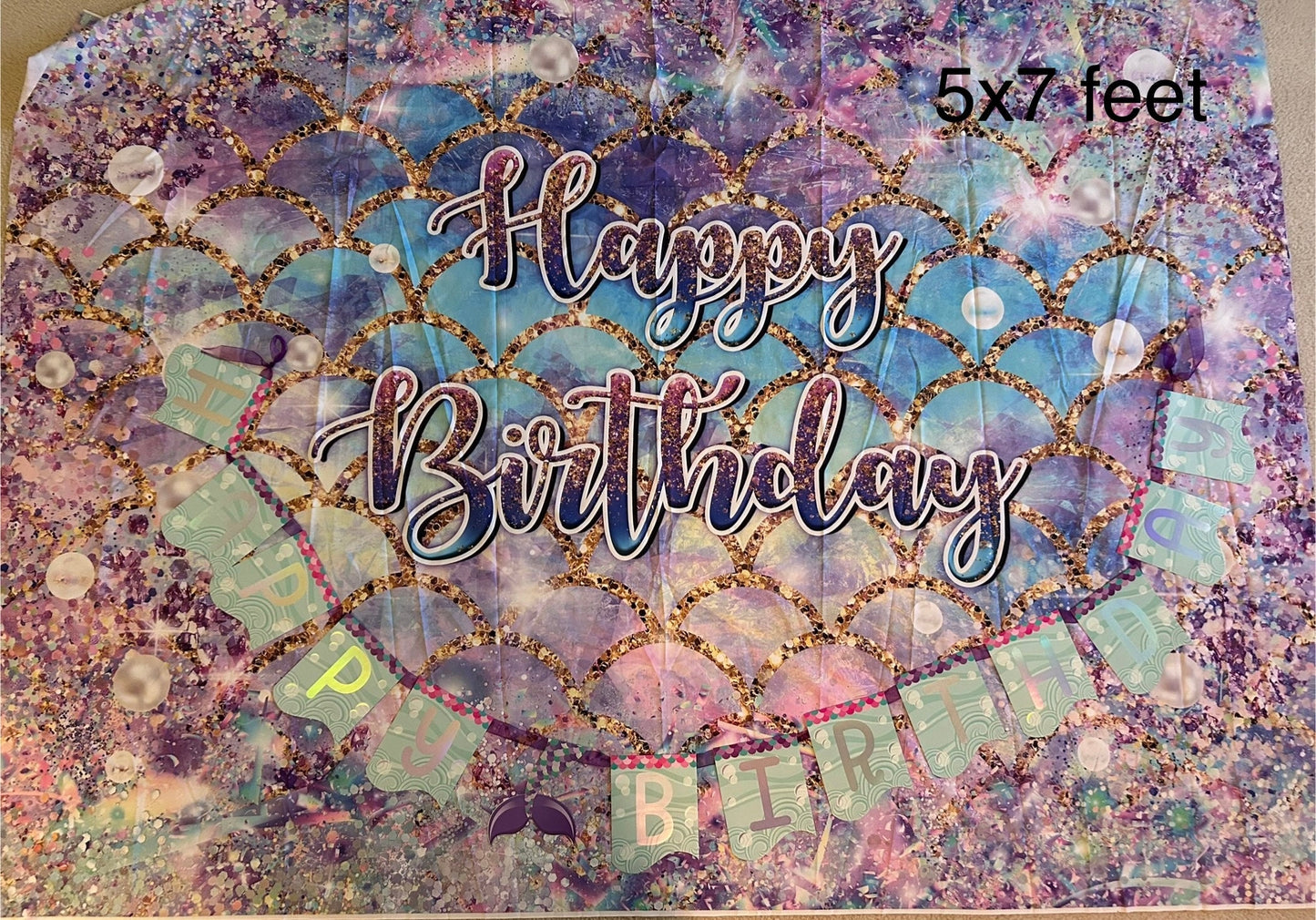 Seller #7 Mermaid backdrop and HB banner 5x7 ft