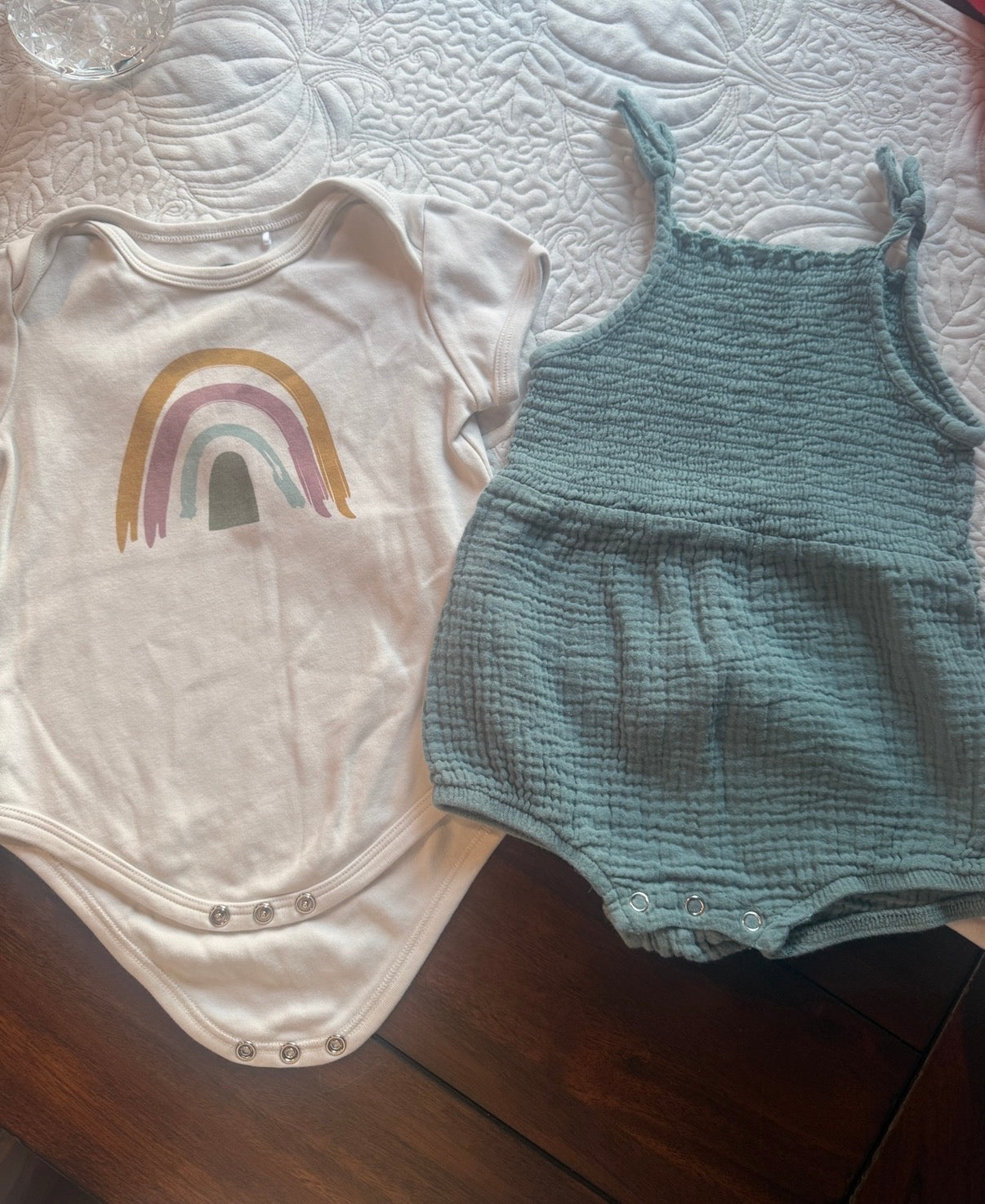#51 REDUCED 12-18M Girls Muted Colors Bubble and Onesie Bundle