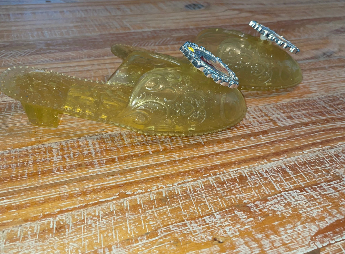 #4 Disney Princess Belle Beauty and the Beast Sparkly Yellow Dress Up shoes size 8-10c