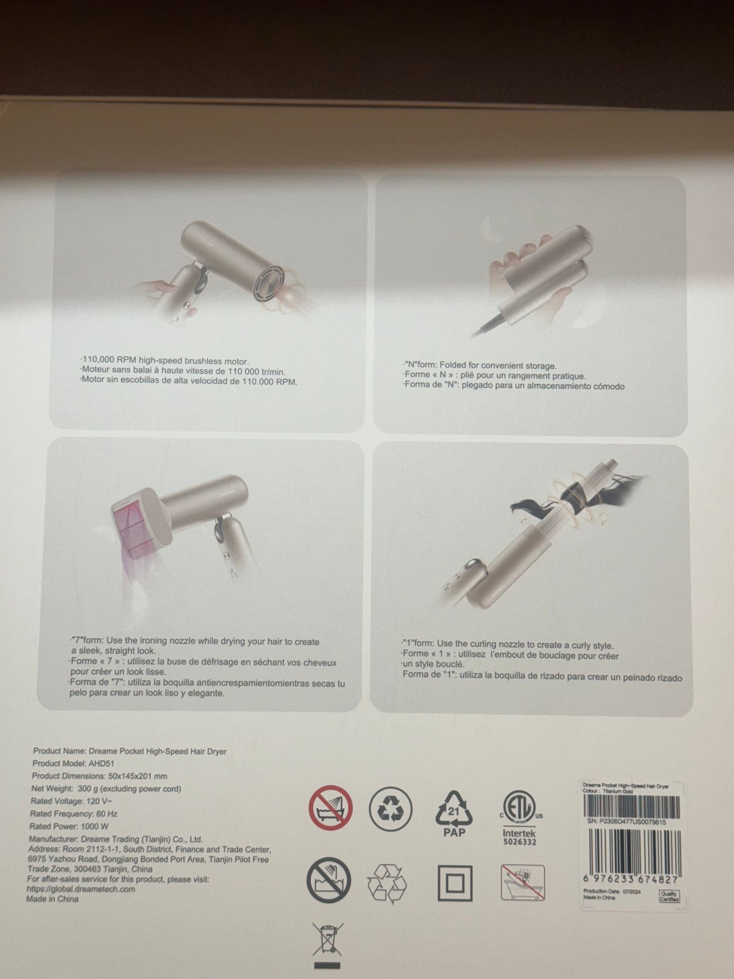 #187 Dreame Pocket Hair Dryer Like New