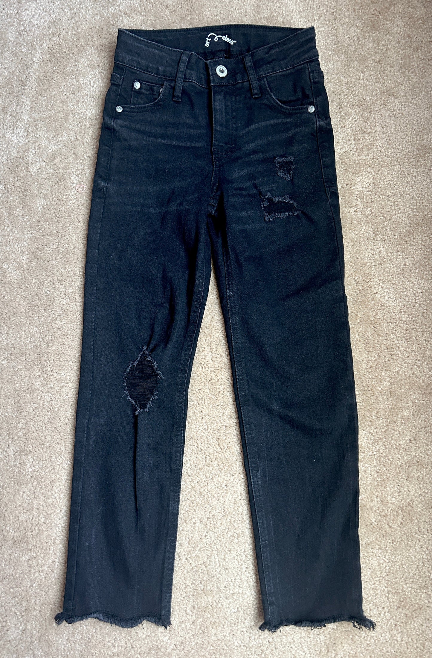 #15 Art Class 7 Ripped/Frayed Black Denim with Adjustable Waist (never worn)