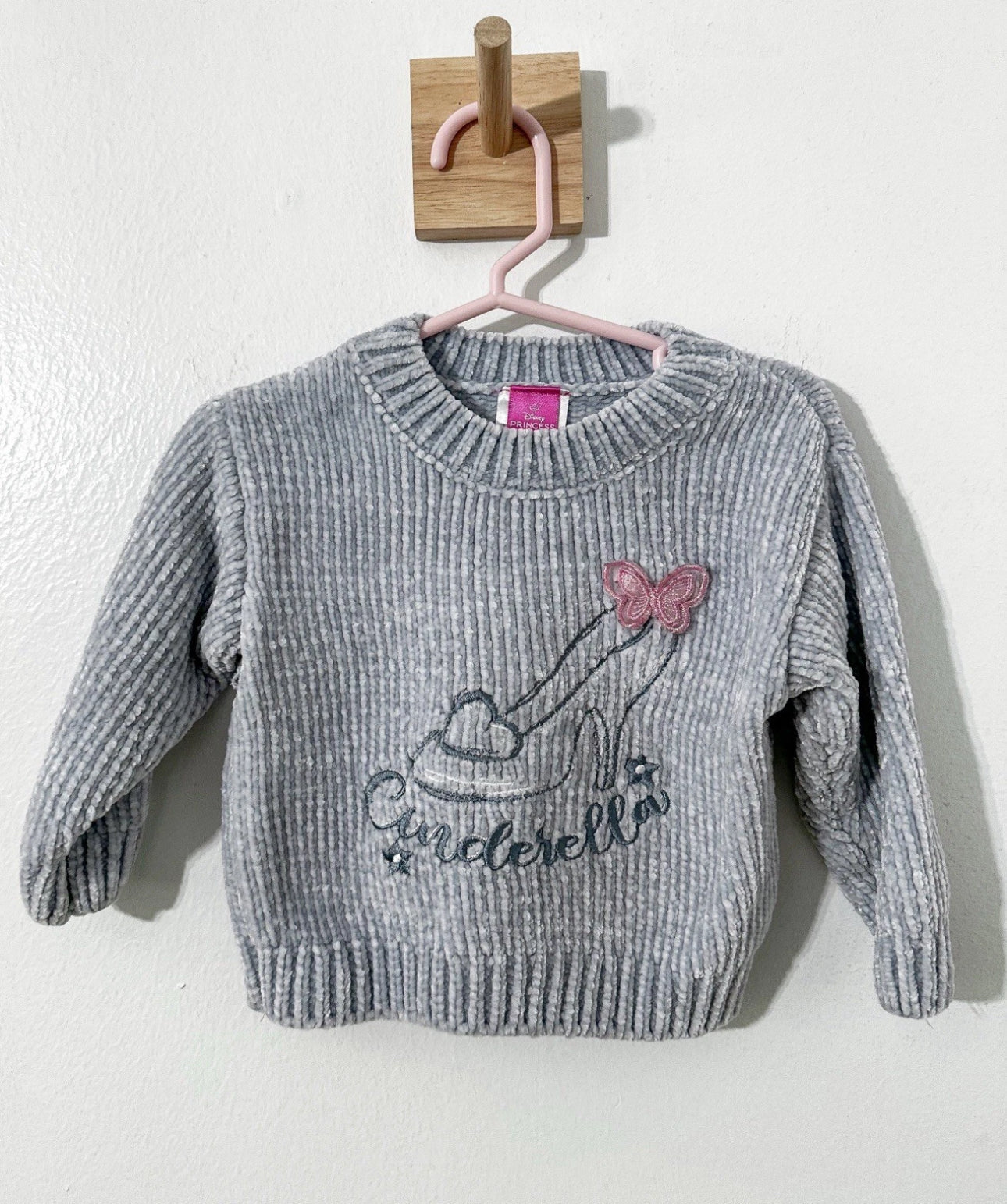 #111 Cinderella Glass Slipper Disney Princess Baby Girl 12 M Blue Sweater