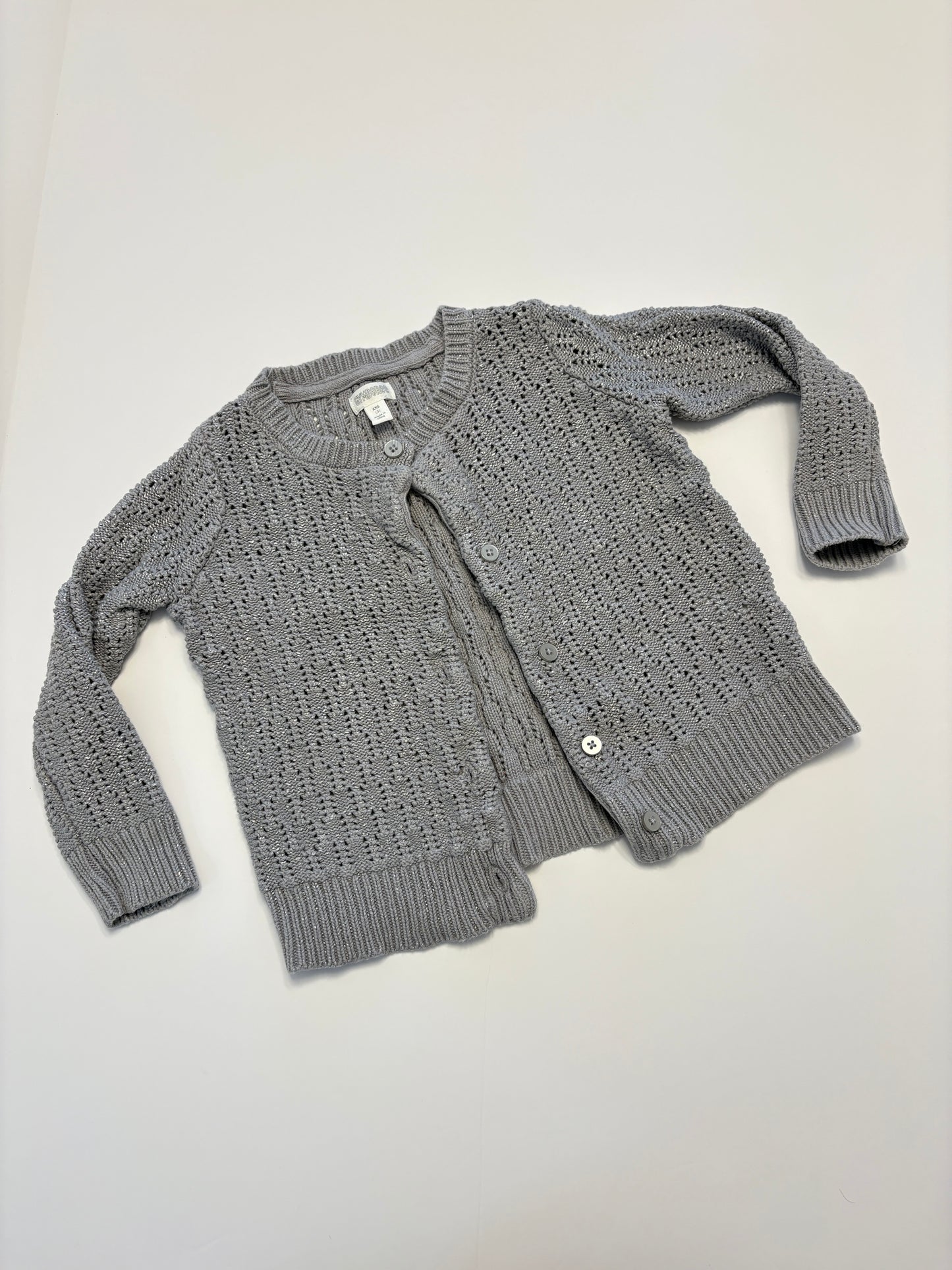 #121 Girls 3/XXS Gymboree gray cardigan, VGUC