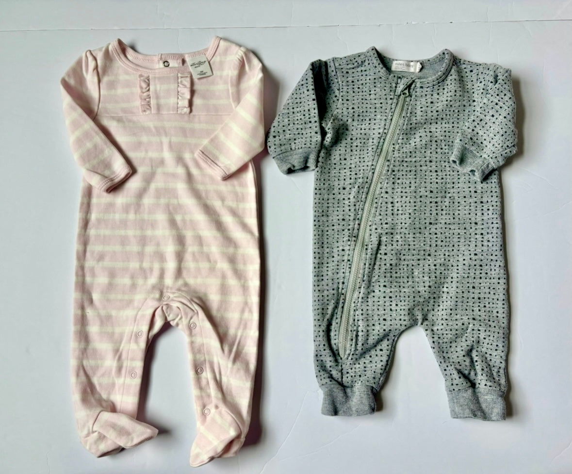 #43 Sleepers and Romper Bundle Girls 3m EUC