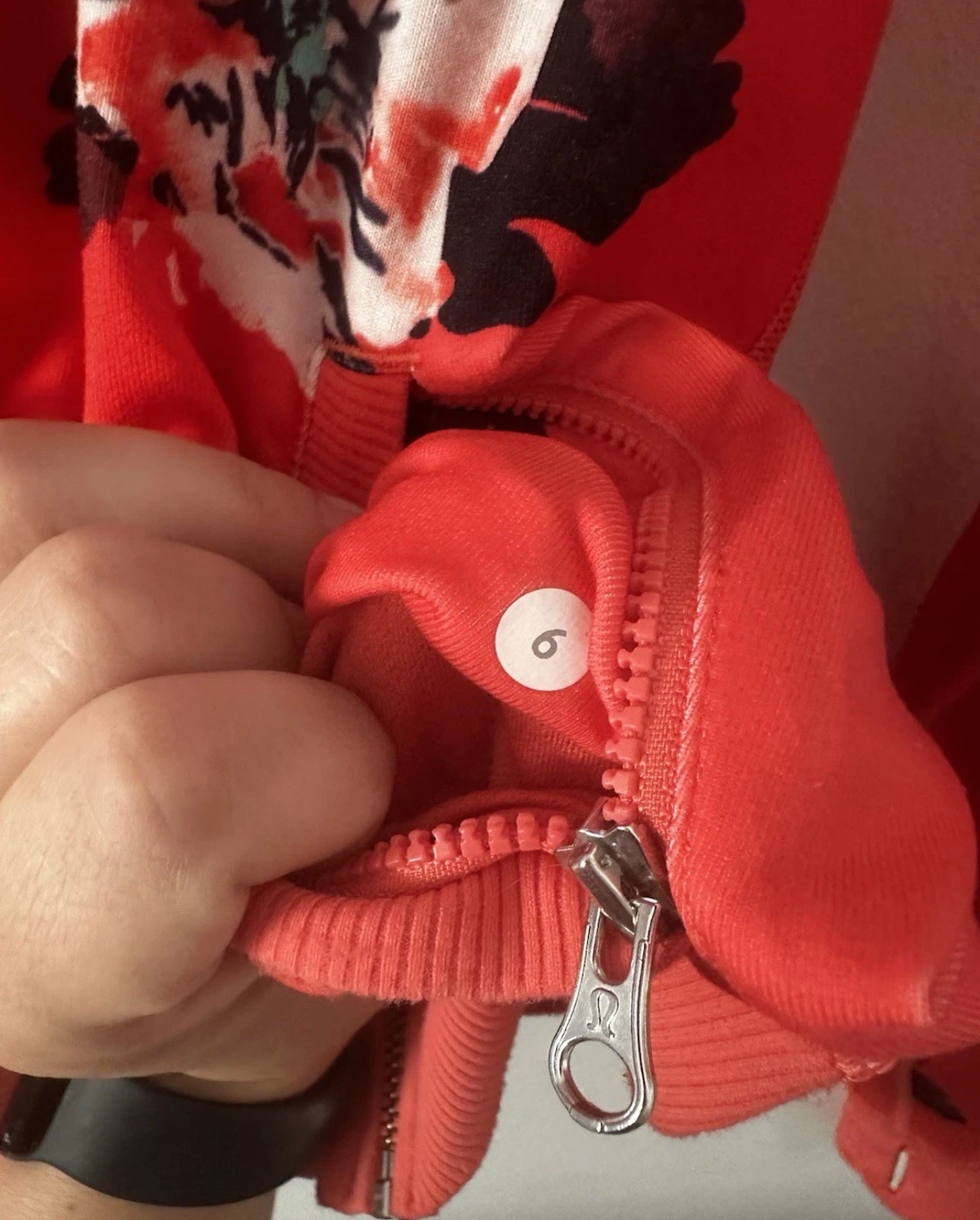 #111 Lululemon Namaskar Hoodie Sweater Atomic Flower Parfait Orange Size 6 Full Zip