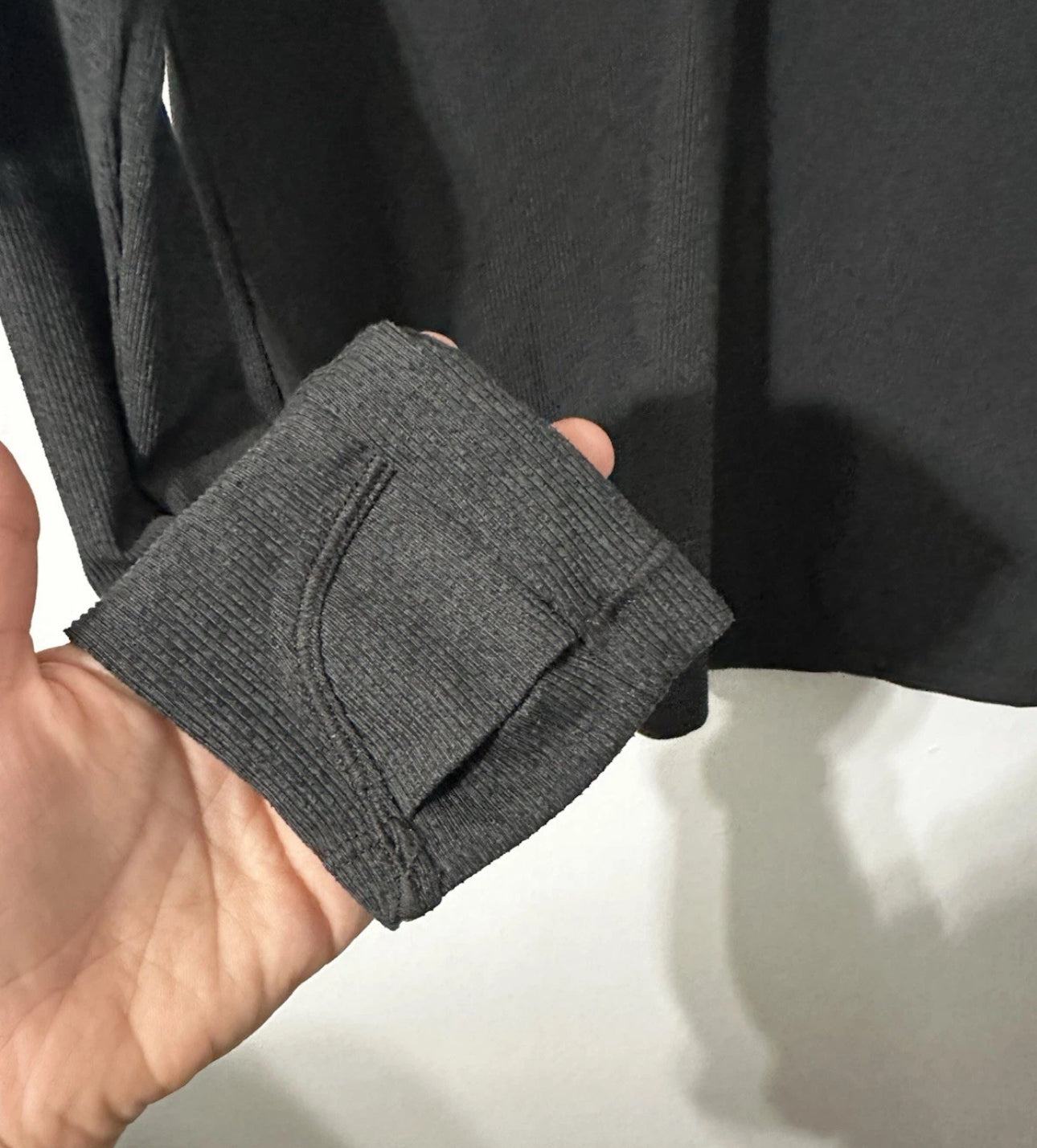 #111 Athleta Uptempo Ribbed Long Sleeve Charcoal Gray Henley Top SP