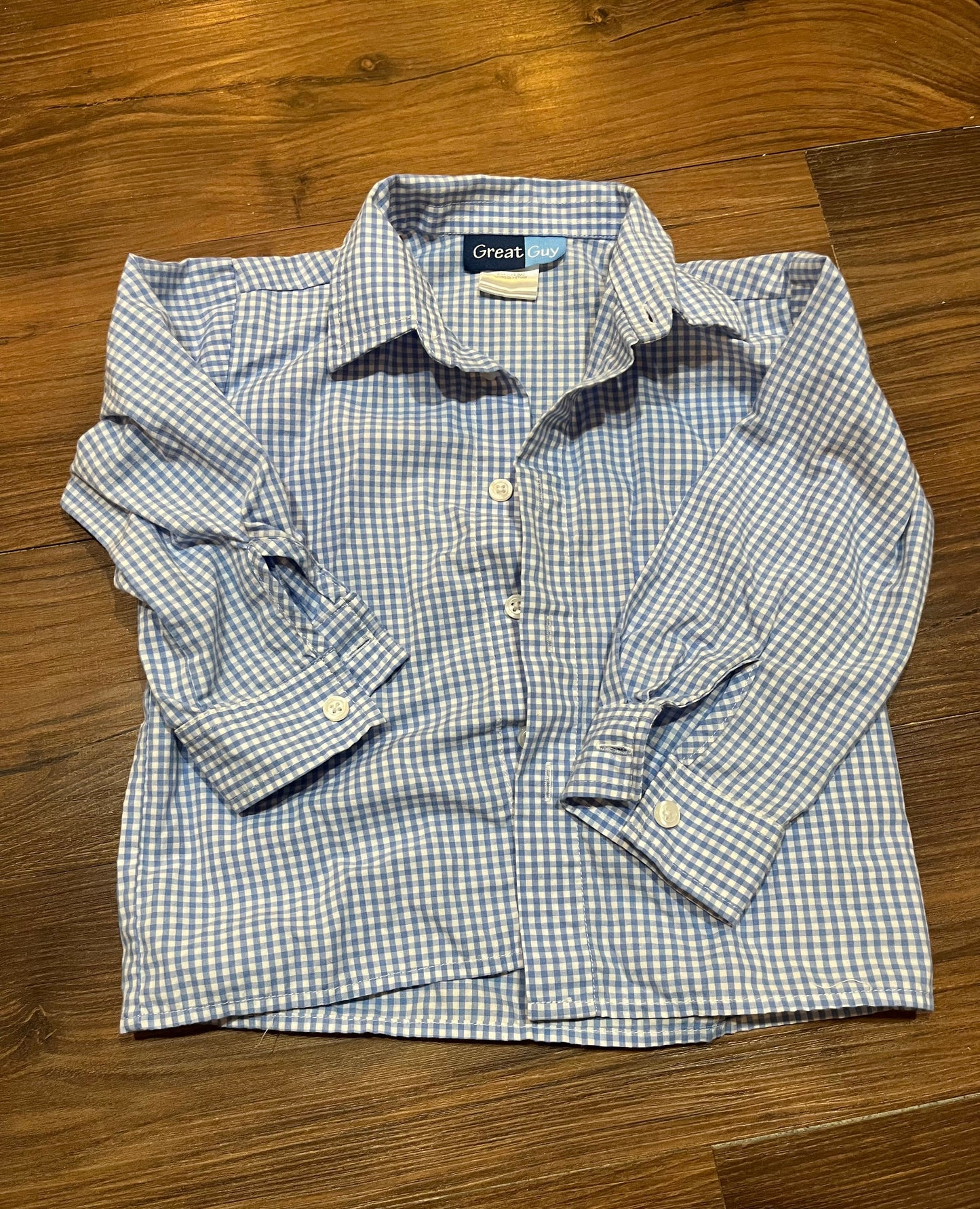 #67 Great Guy Button Up Shirts Gingham Blue 3T