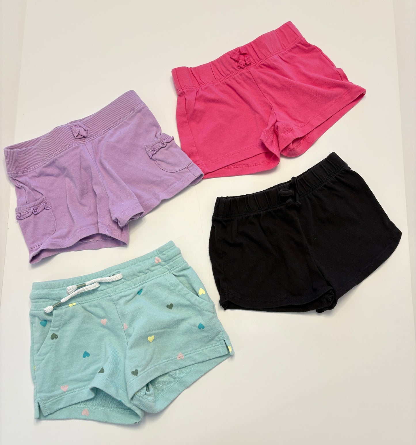 #121 Girls 4T set of 4 cotton shorts (see description for brands), VGUC/GUC