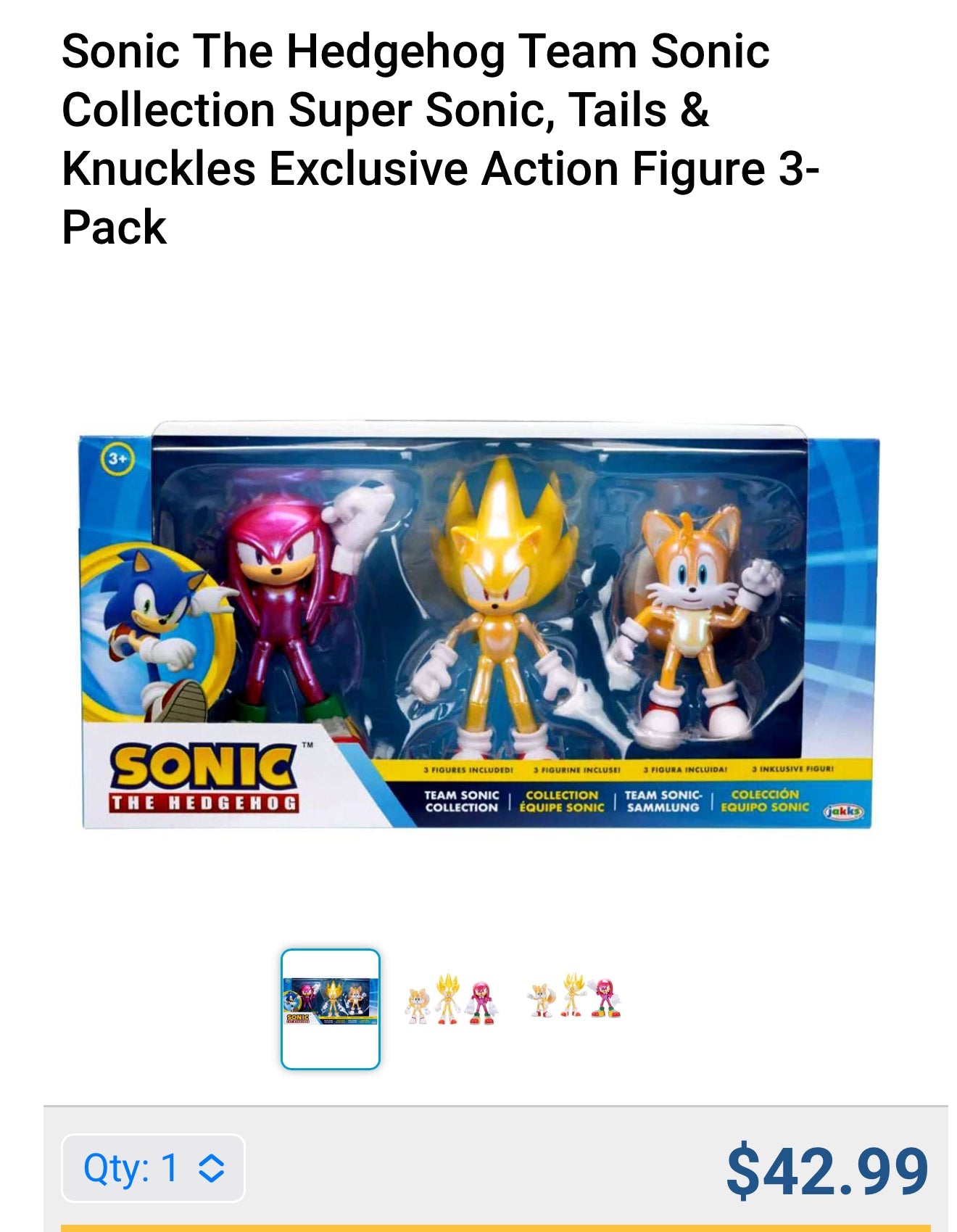 #180 Sonic the Hedgehog Team Sonic Collection. Set of 3 w/ Knuckles Tails