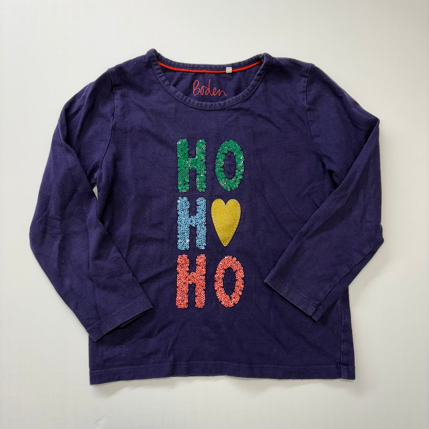 Seller 189 Girls 3-4y Boden HO HO HO Sequin Applique Tee EUC