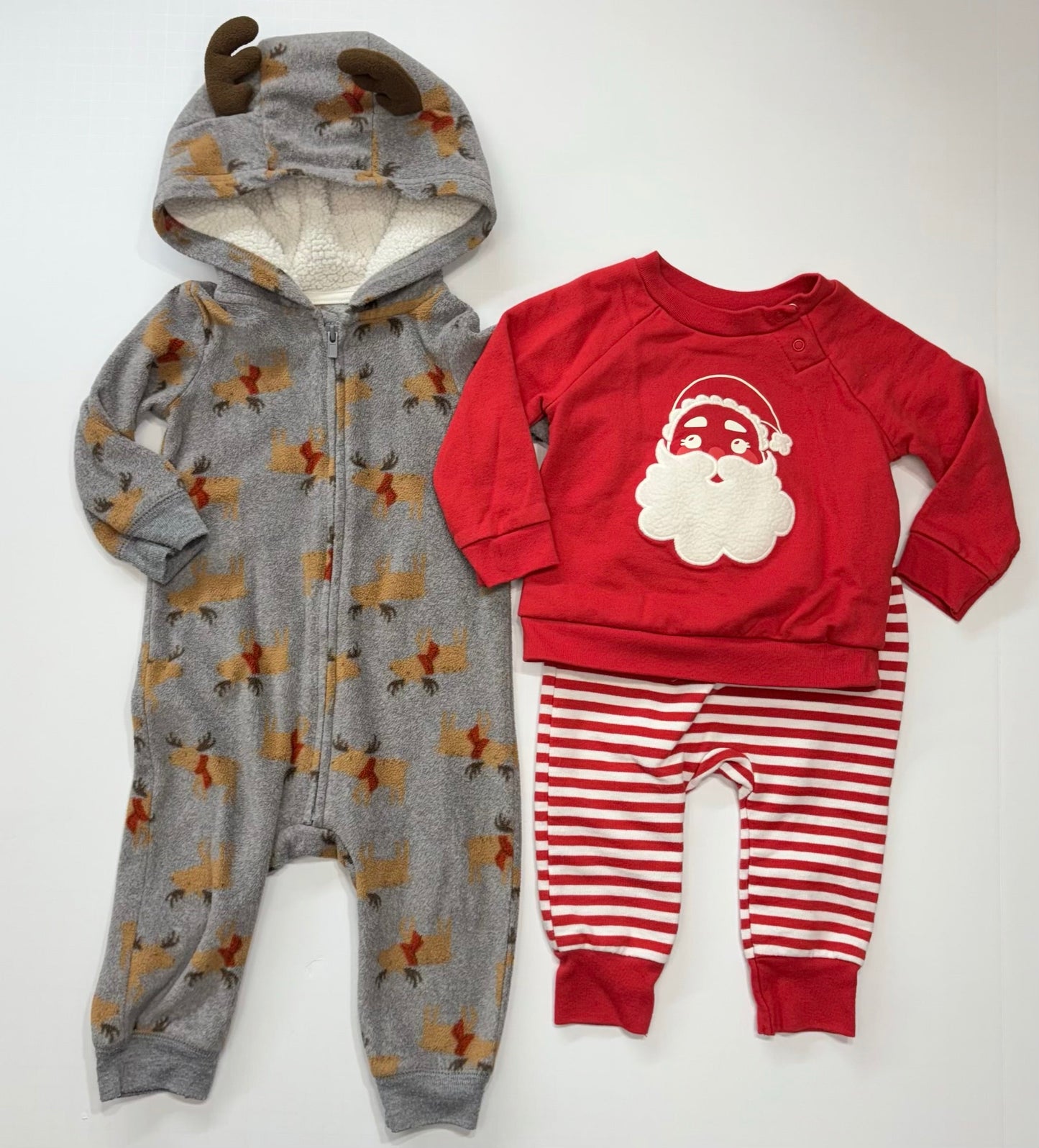 Seller 189 9m Santa Outfit + Fleece Jumpsuit Bundle (2) EUC