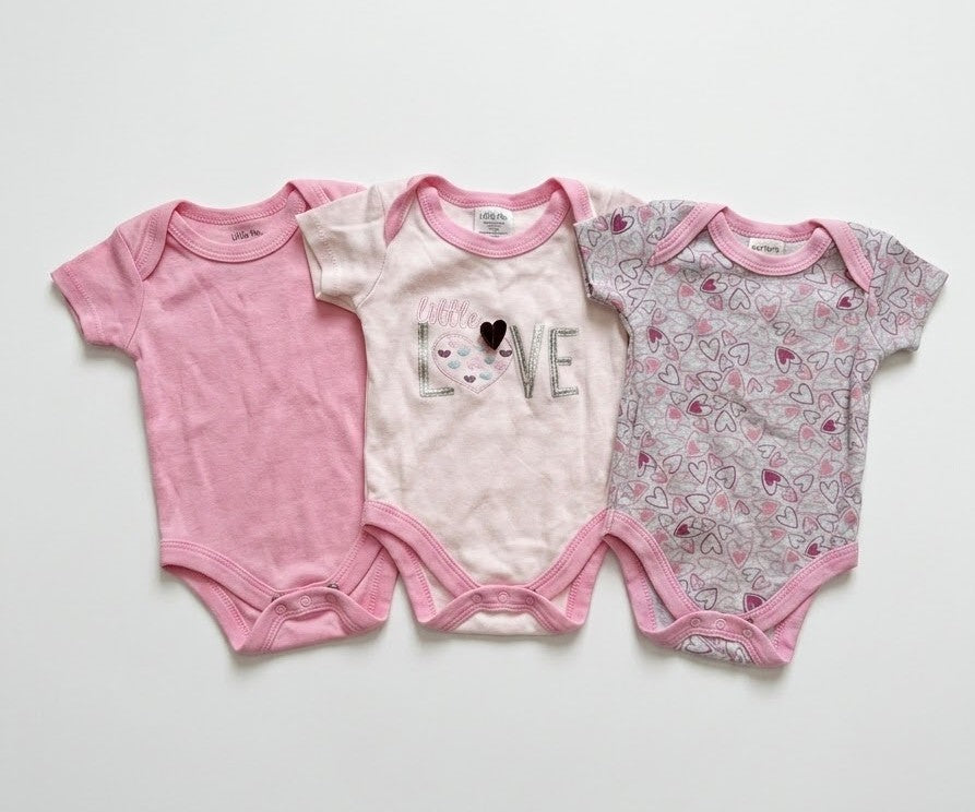 #86 Little Beginnings Onesies Set (3) Girl 3M