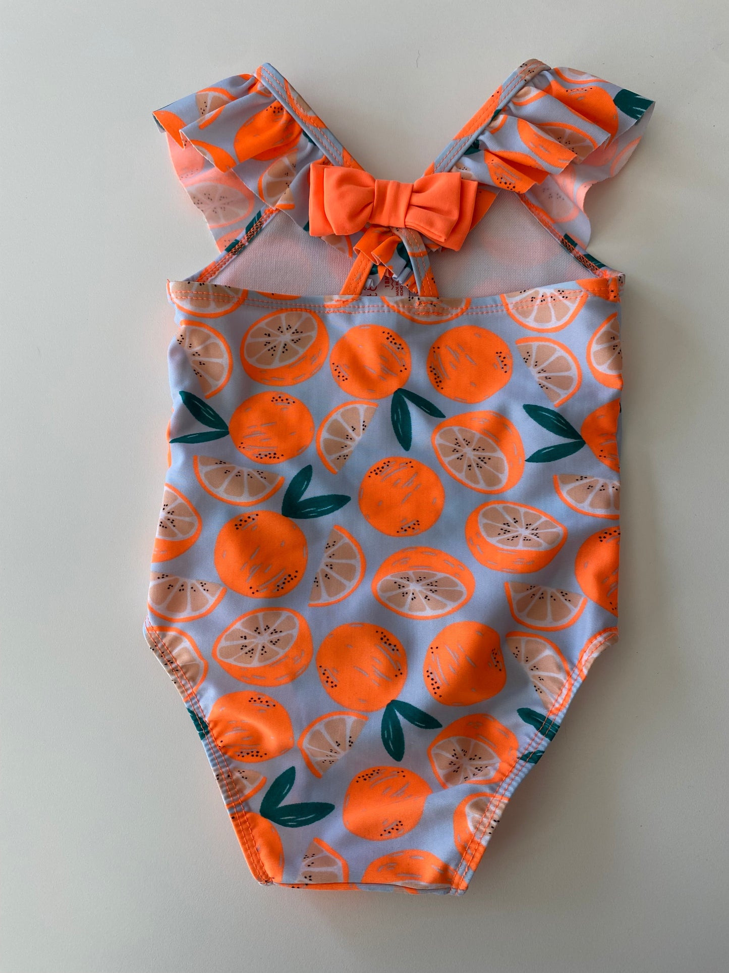 #117, Girls Swim 18M, Cat & Jack orange tangerine swimsuit, VGUC