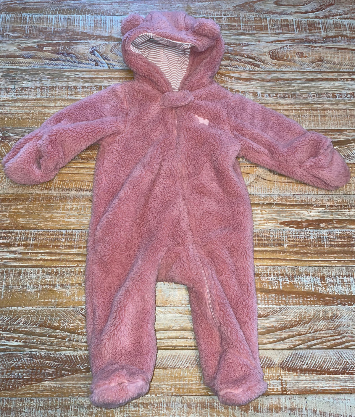 #4 Just One You by Carter's Pink Fleece Bunting Suit with Baby Bear Ears 6 months