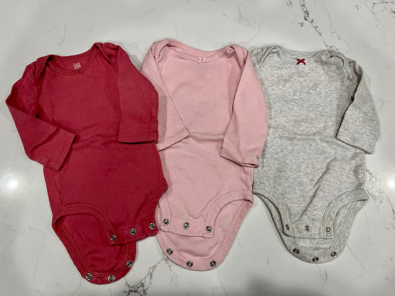 Seller #55 Carters 3 Month Girls 3 pack long-sleeve bodysuits
