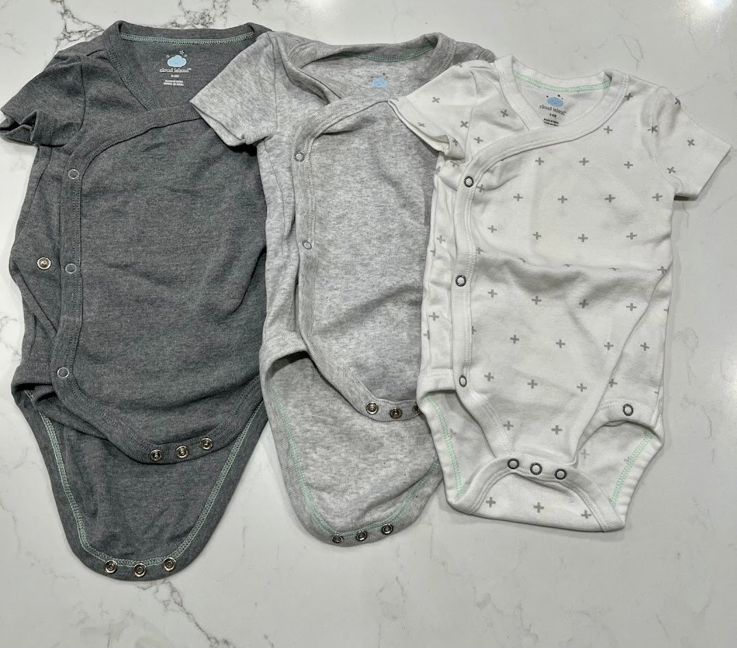 Seller #55 Cloud Island 3-6 Month Gender Neutral Short-sleeve bodysuits 3 pack grey