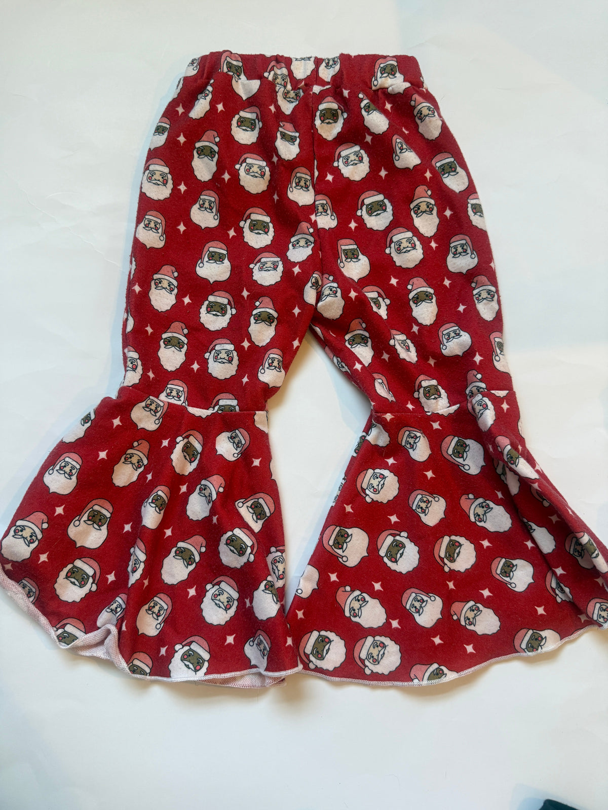 #170 Santa Baby sweatshirt with red Santa bell bottom pants girls size 100 (fits like 18-24 months)
