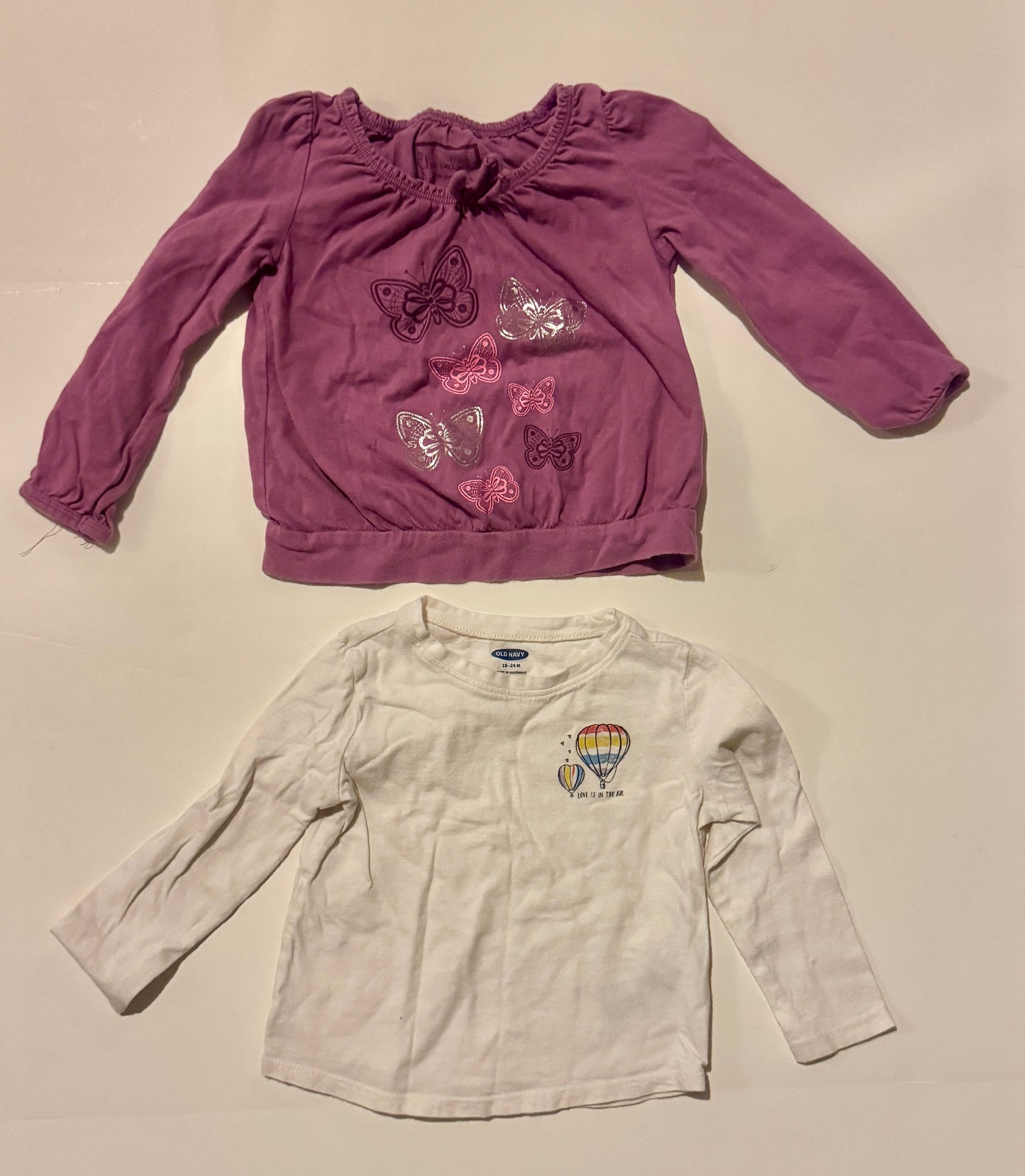 #187 Girls 12-18m Old Navy and Cherokee Long Sleeve Shirts
