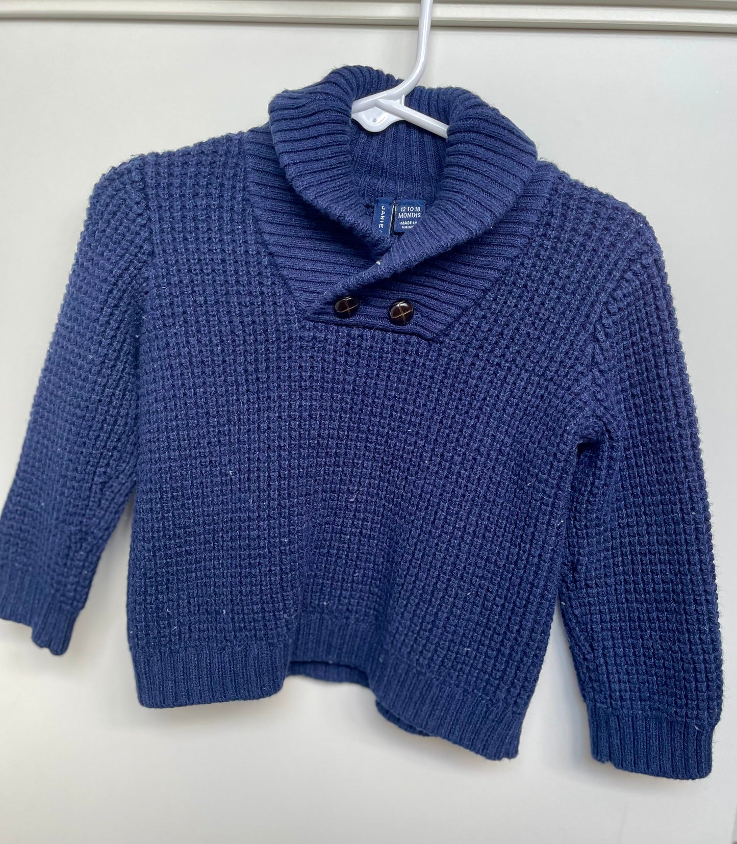 *REDUCED* #68 Janie and Jack Navy Blue Waffle Sweater, 12-18mo