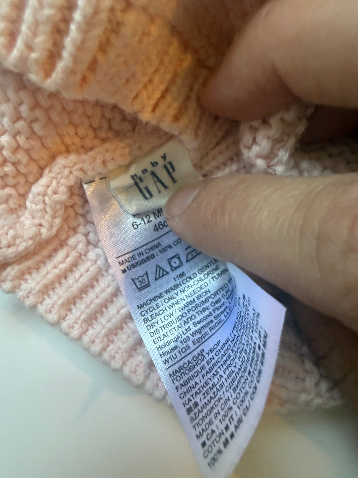 #170 Gap baby pink bear winter beanie girls 6-12 months