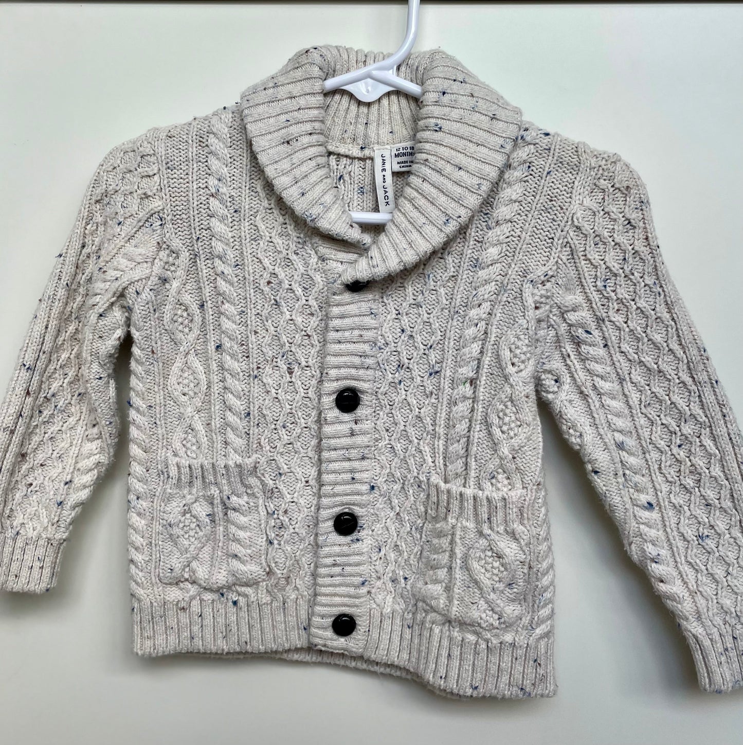 *REDUCED* #68 Janie and Jack Cream Cable Knit Cardigan, 12-18mo